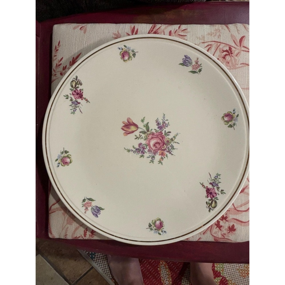 Priscilla Pattern Household Institute Eggshell Cake Plate by Homer Laughlin